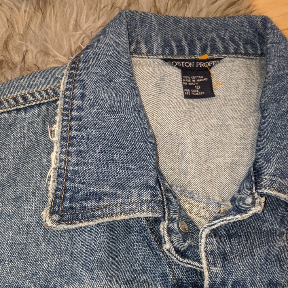 Boston Proper - Distressed Jean Jacket - Picture 3 of 8
